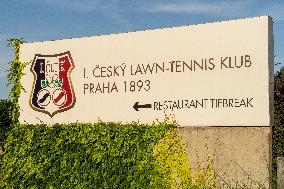 Logo of the the first lawn-tennis club, tennis area Stvanice, Prague, sign, logo, Stvanice