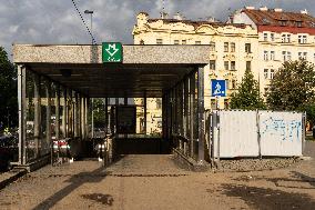 Entrance to the metro station Jiriho z Podebrad, Prague, Vinohrady