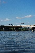 Barrandov bridge, Prague, circle, transport