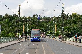 Cechuv bridge, Prague, tram