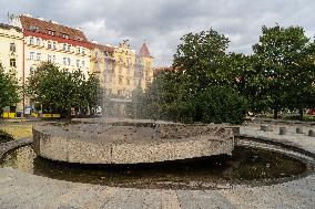 The fountain in front of metro station Jiriho z Podebrad, Vinohrady, Prague