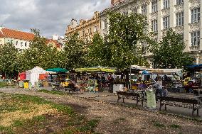 Jiriho z Podebrad square, Prague, Vinohrady, market