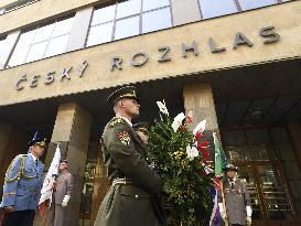 commemorative act for victims of Warsaw Pact invasion in August 1968, Czech Radio building