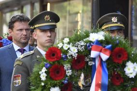 commemorative act for victims of Warsaw Pact invasion in August 1968, Czech Radio building