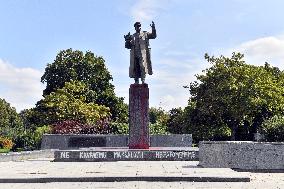 Soviet Marshal Konev's statue doused with red colour