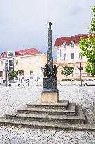 Via Lucis (Way of Light) bronze obelisk by Ivan Theimer, Masaryk Square, Uhersky Brod