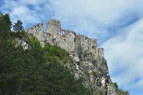 Castle Strecno near Zilina, ruins, history, gothic