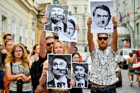 protest against tree felling in Amazon rain forests outside Embassy of Brazil in Prague