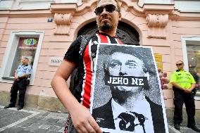 protest against tree felling in Amazon rain forests outside Embassy of Brazil in Prague