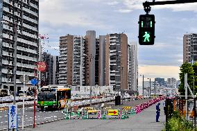 Olympic Village in Tokyo under construction