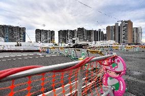 Olympic Village in Tokyo under construction