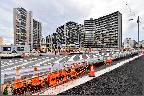 Olympic Village in Tokyo under construction