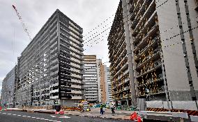 Olympic Village in Tokyo under construction