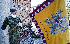 plaque commemorating former Czech RAF pilot Bedrich Kruzik was unveiled in Trebic