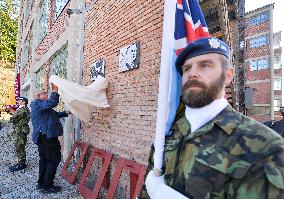 plaque commemorating former Czech RAF pilot Bedrich Kruzik was unveiled in Trebic