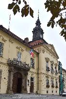 The Falcon flag at the City Hall building in Brno