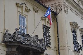 The Falcon flag at the City Hall building in Brno