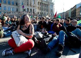 Demonstration of Extinction Rebellion in Prague, Wenceslas Square