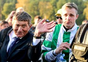 Theophilos with jockey Josef Bartos, Josef Vana