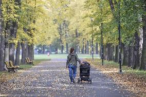 Autumn in Czech Republic, mother, children, child, family, baby carriage