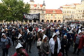 Idealists organisation demonstrates in support of public media, especially Czech Television (CT) in Prague