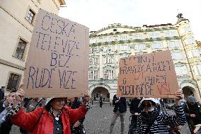 Idealists organisation demonstrates in support of public media, especially Czech Television (CT) in Prague