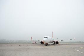 air carrier SkyUp Airlines launches flights from Pardubice, Czech Republic, to Kiev, Ukraine, Boeing 737-800 airliner, plane