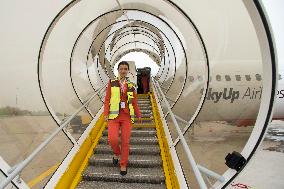 air carrier SkyUp Airlines launches flights from Pardubice, Czech Republic, to Kiev, Ukraine, Boeing 737-800 airliner, plane