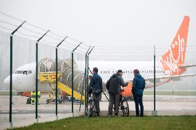 air carrier SkyUp Airlines launches flights from Pardubice, Czech Republic, to Kiev, Ukraine, Boeing 737-800 airliner, plane