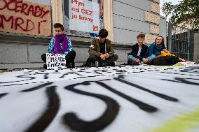 demonstration calling for closing down of coal-fired power plant Pocerady