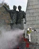 specialized company began to clean the Red Army Memorial in Ostrava