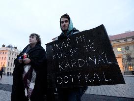 protest meeting in support of Cardinal Dominik Duka's resignation as Czech Primate