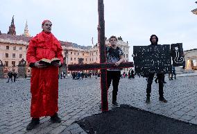 protest meeting in support of Cardinal Dominik Duka's resignation as Czech Primate