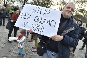 another protest against Turkish invasion of Syria held in Prague