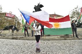 another protest against Turkish invasion of Syria held in Prague