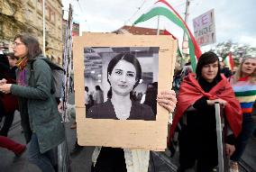 another protest against Turkish invasion of Syria held in Prague, Hevrin Khalaf
