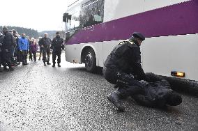 police train reintroduction of border between Czechia and Slovakia