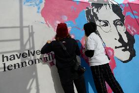 the Lennon Wall on Kampa island