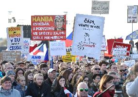demonstration for Justice Minister Marie Benesova's resignation and against PM Andrej Babis in Prague's Letna plain
