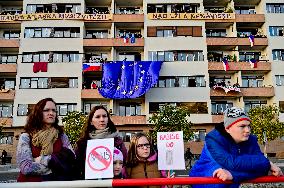 demonstration for Justice Minister Marie Benesova's resignation and against PM Andrej Babis in Prague's Letna plain, EU and Czech flags