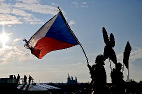 demonstration for Justice Minister Marie Benesova's resignation and against PM Andrej Babis in Prague's Letna plain, Czech flag