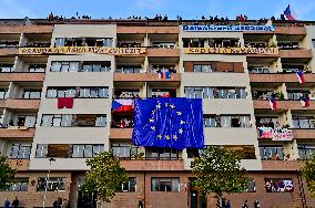 demonstration for Justice Minister Marie Benesova's resignation and against PM Andrej Babis in Prague's Letna plain, EU and Czech flags
