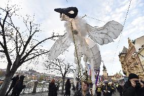 carnival procession on Smetana Embankment