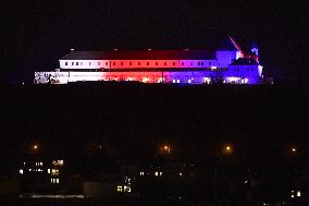 Spilberk Castle shines red blue white on occasion 30th anniversary of the Velvet Revolution