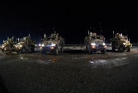 Bagram allied base, soldiers, Mine-Resistant Ambush Protected (MRAP), military light tactical vehicle