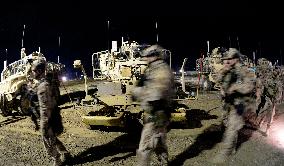 Bagram allied base, soldiers, Mine-Resistant Ambush Protected (MRAP), military light tactical vehicle