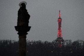 Petrin Lookout Tower, Prague, Red Wednesday