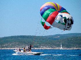 parasailing, Makarska Riviera, Croatia