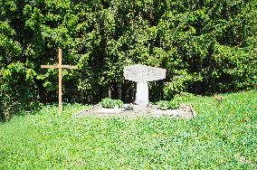 memorial to Soviet soldiers killed here in April 1945, state border Czech Republic - Slovakia