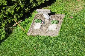 memorial to Soviet soldiers killed here in April 1945, state border Czech Republic - Slovakia